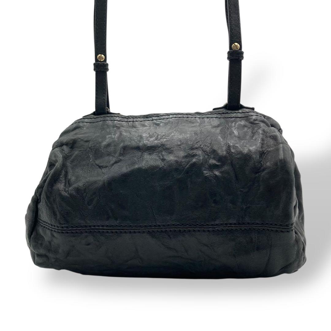 専用 ジバンシー ショルダーバッグ 斜め掛け パンドラ レザーブラック シワ加工