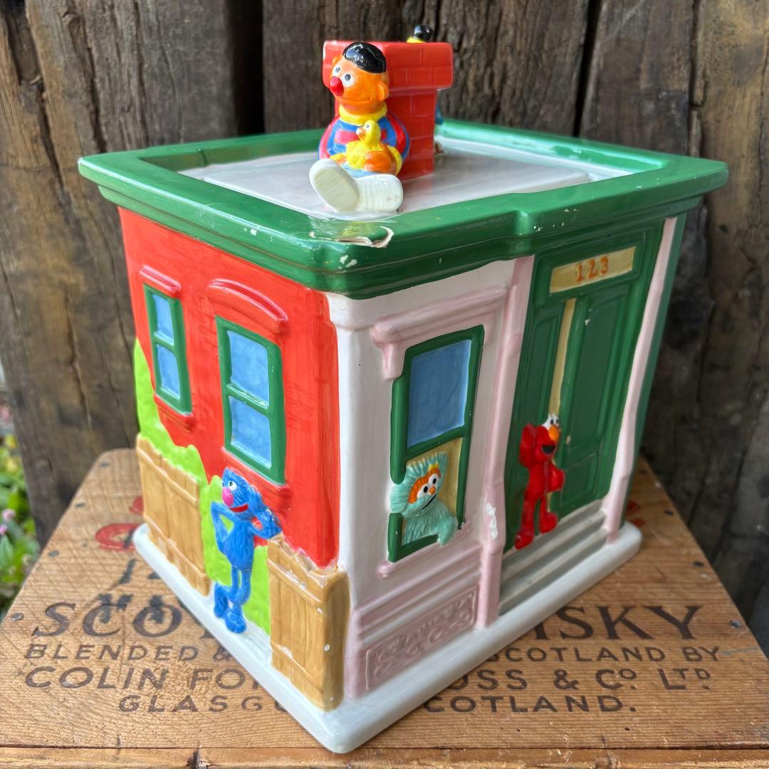 2000s】セサミストリート クッキージャー 置物 小物入れ レトロ