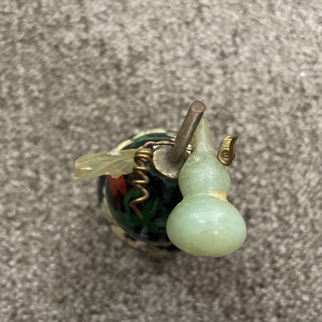 中国美術品 骨董品 瓢箪 ひょうたん 蝶々 台座付き