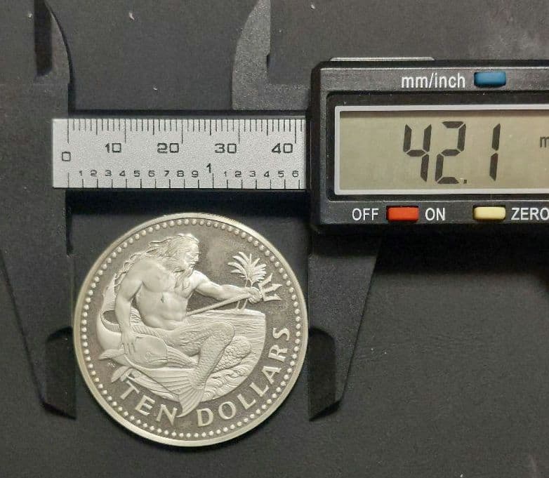 バルバドス 1973年 10ドル銀貨/白銅貨 2枚 美術品・アンティーク