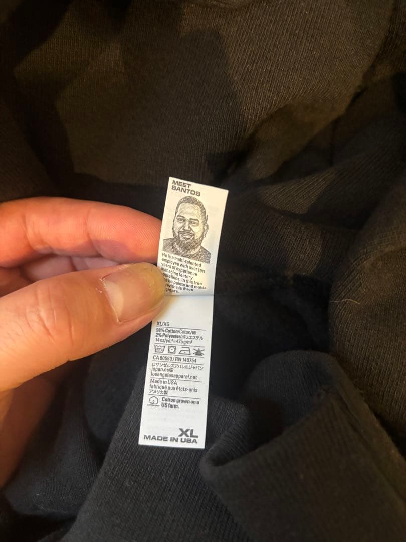 未使用　ロサンゼルスアパレル 14oz ジップ パーカー　黒 XL