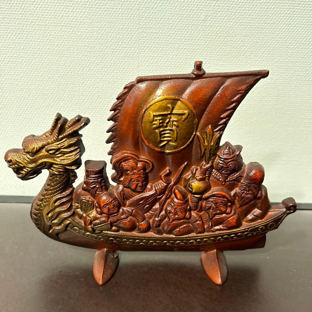 宝船 置物 銅製 大型 宝船 寶舟 七福神 置物 オブジェ 楽天市場