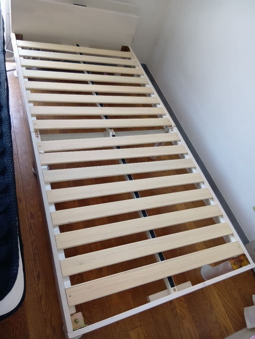 KK【美品】天然無垢材　ベッドフレーム　ホワイトウォッシュ　シングルサイズ