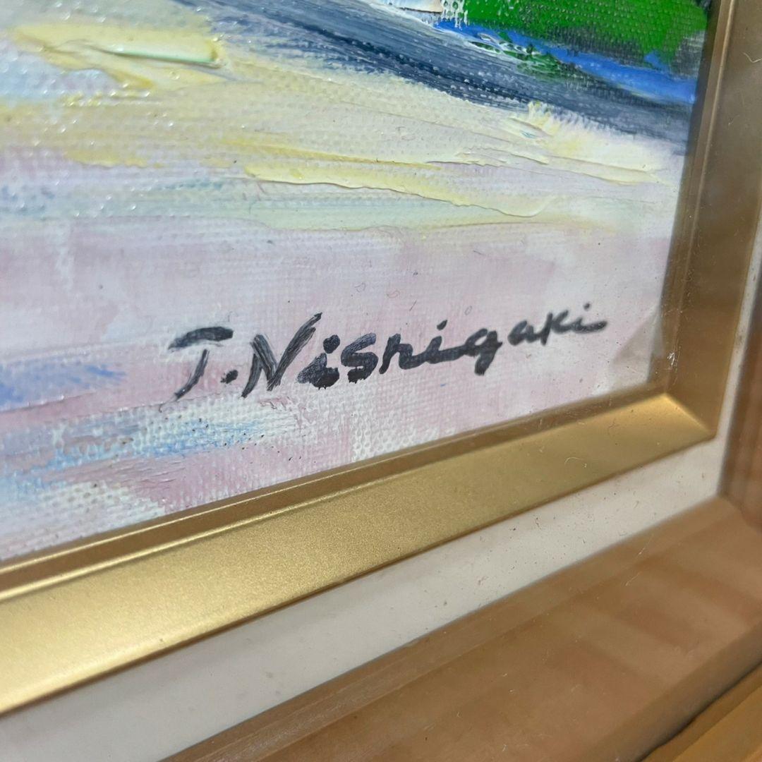 西垣輝夫　アムステルダム郊外　油絵　サインあり