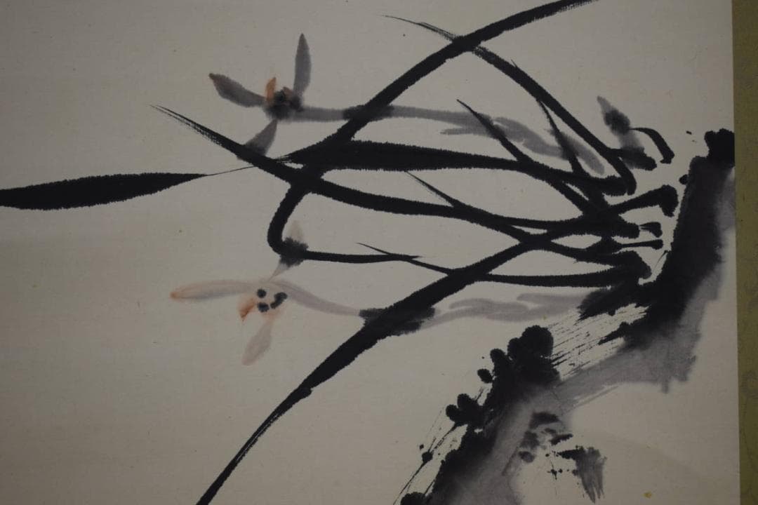 真作/高野山/加賀尾秀忍/僧忍/モンテンルパの父/蘭画賛/布袋屋掛軸HJ-273 真作/高野山/加賀尾秀忍/僧忍/モンテンルパの父/蘭画賛/布袋屋掛軸HJ