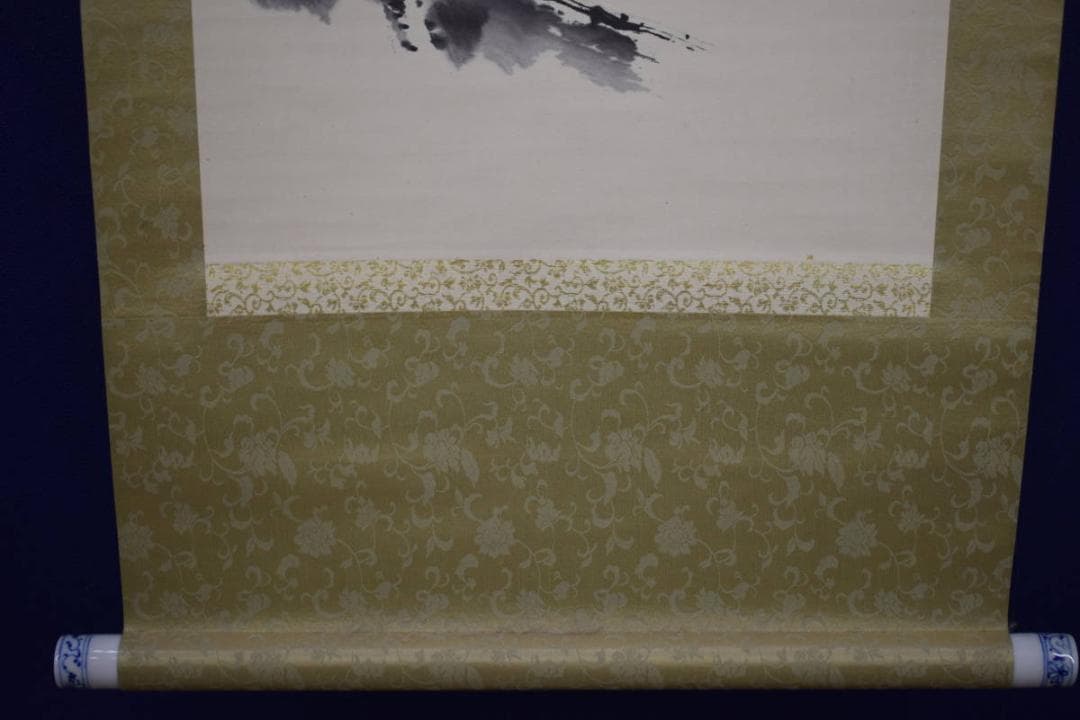 真作/高野山/加賀尾秀忍/僧忍/モンテンルパの父/蘭画賛/布袋屋掛軸HJ