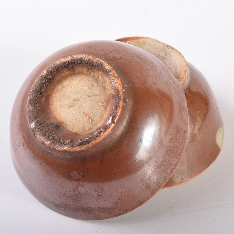 中国 唐物 龍泉窯 青磁盃台 柿釉煎茶器2客 三点