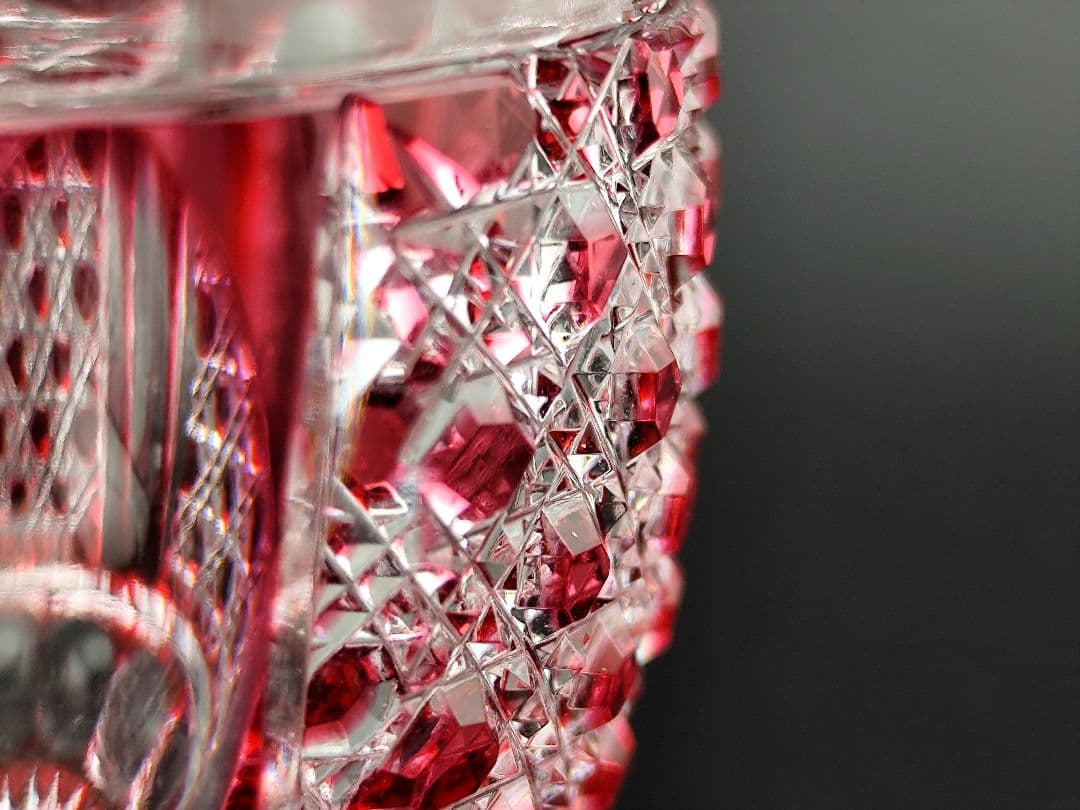 超希少品☆江戸切子 木村泰典 猪口 金赤（切子 江戸切子 薩摩切子）の