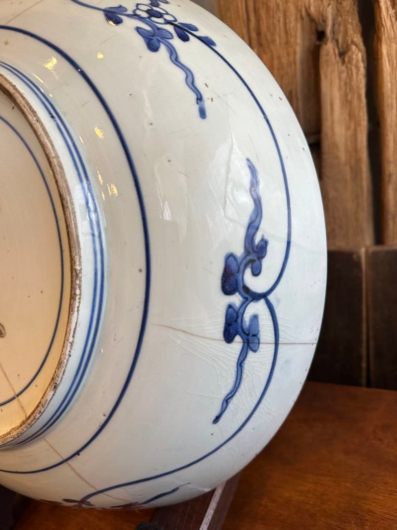 古伊万里　魚紋様　染付　大皿　江戸時代中期　有田焼き