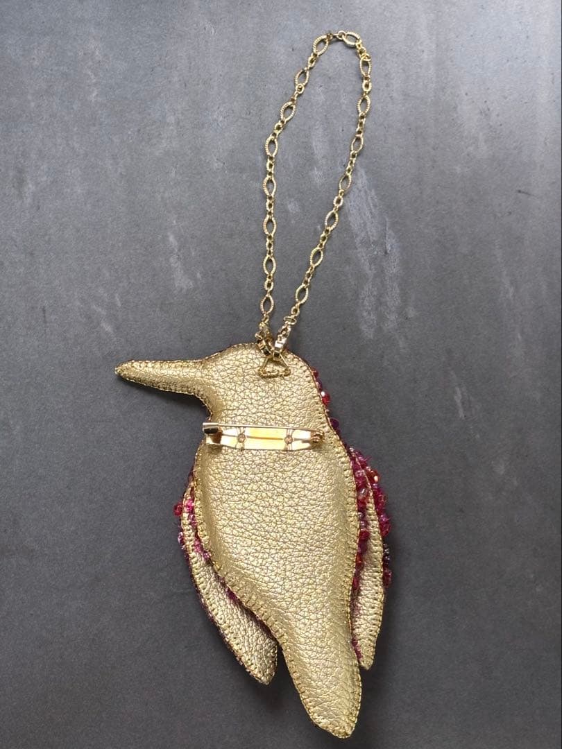 リュウキュウアカショウビン】ビーズ刺繍ブローチバッグチャーム