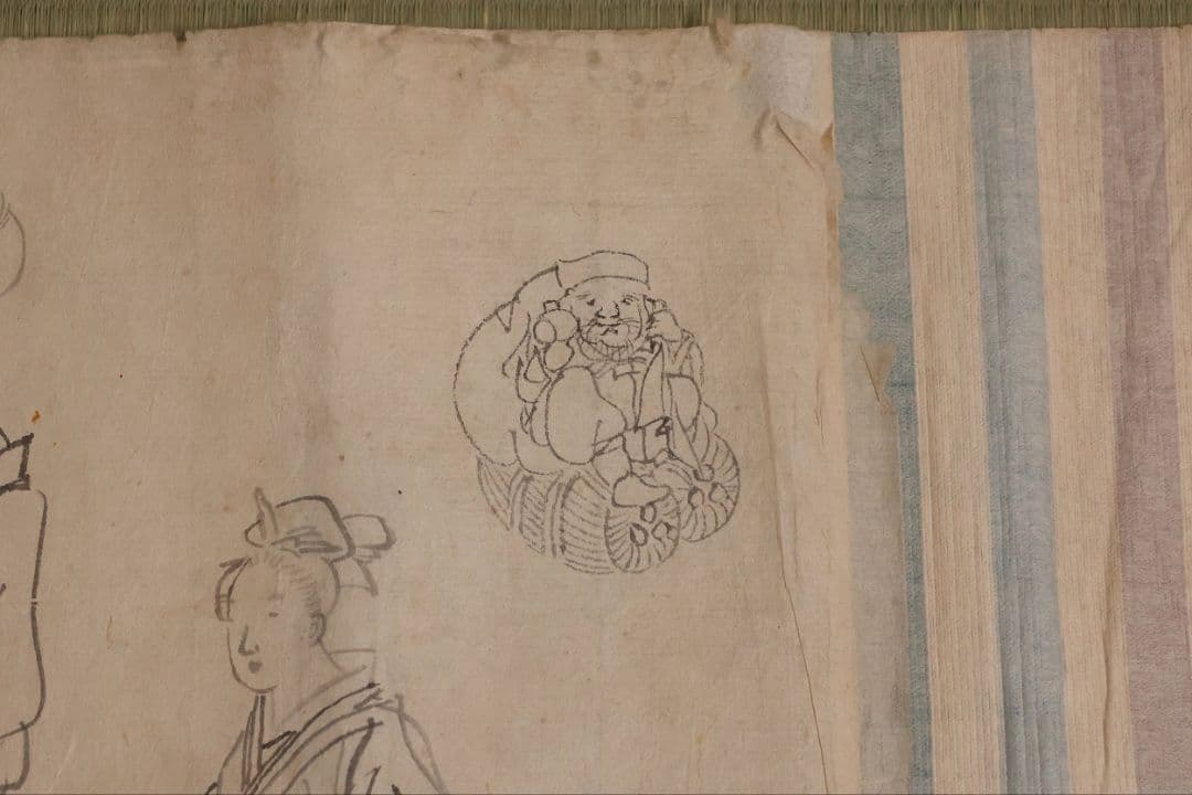 【模写】日本画 穂庵先生 人物花鳥 紙本 巻物 捲り デッサン 美人 MA852