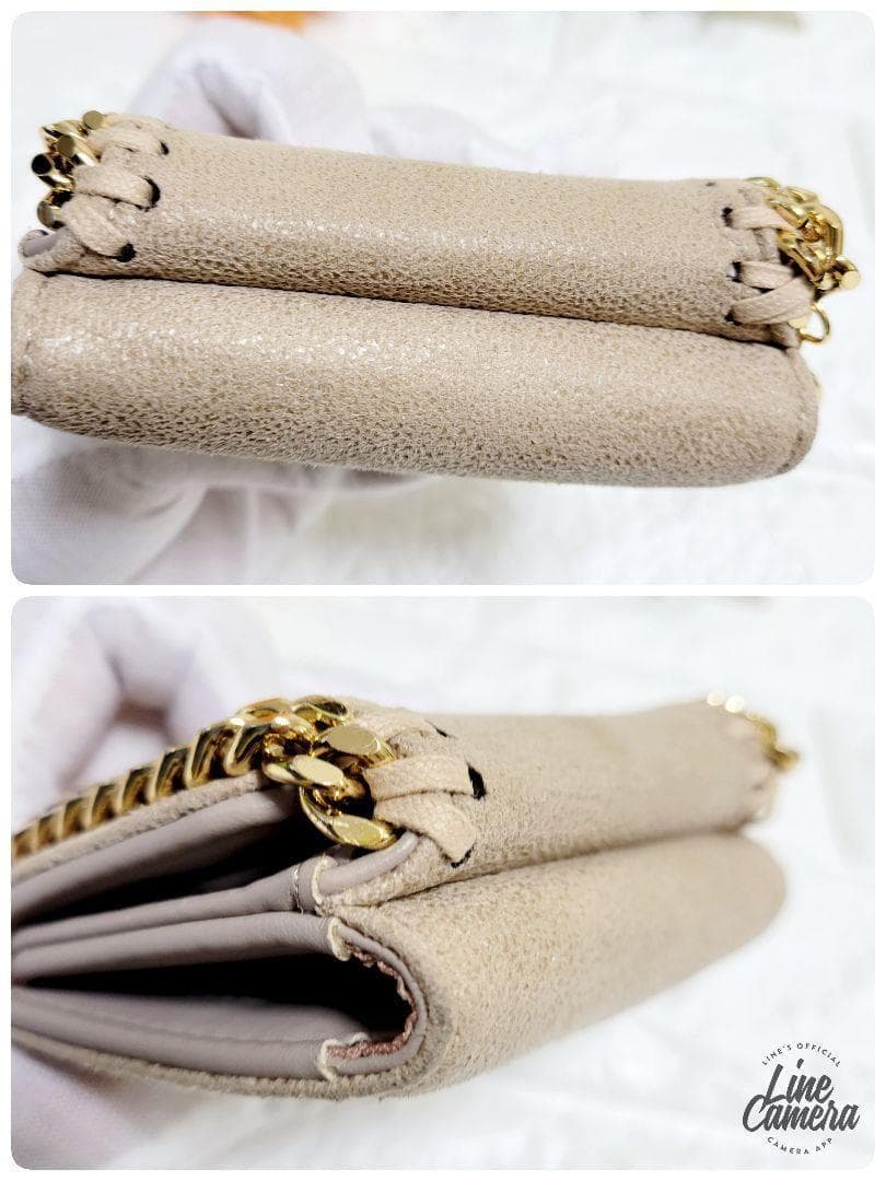 美品】ステラマッカートニー 三つ折財布 ファラベラ ベージュ チェーン