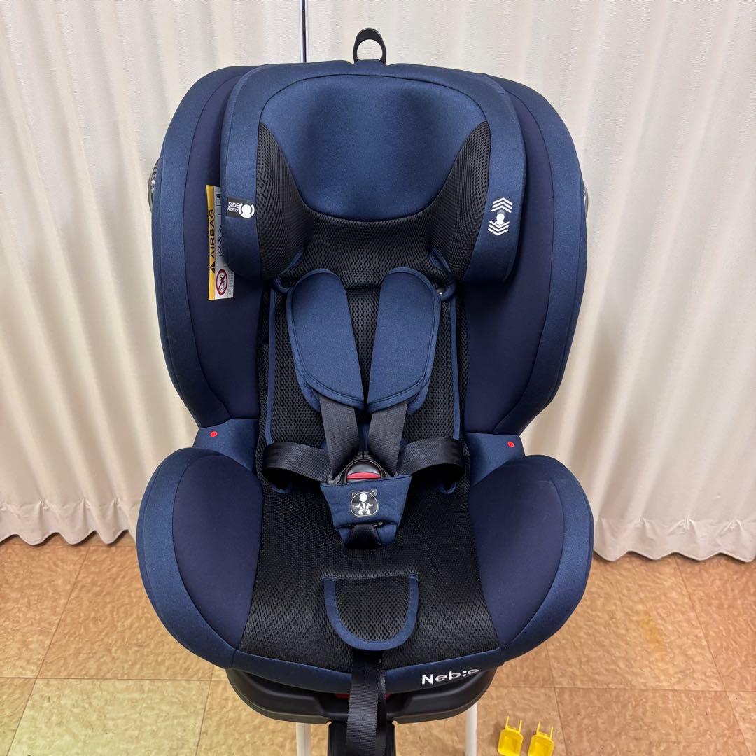 クリーニング済　☆美品☆　ネビオ　ターンピット　ISOFIX　ネイビー　回転可能