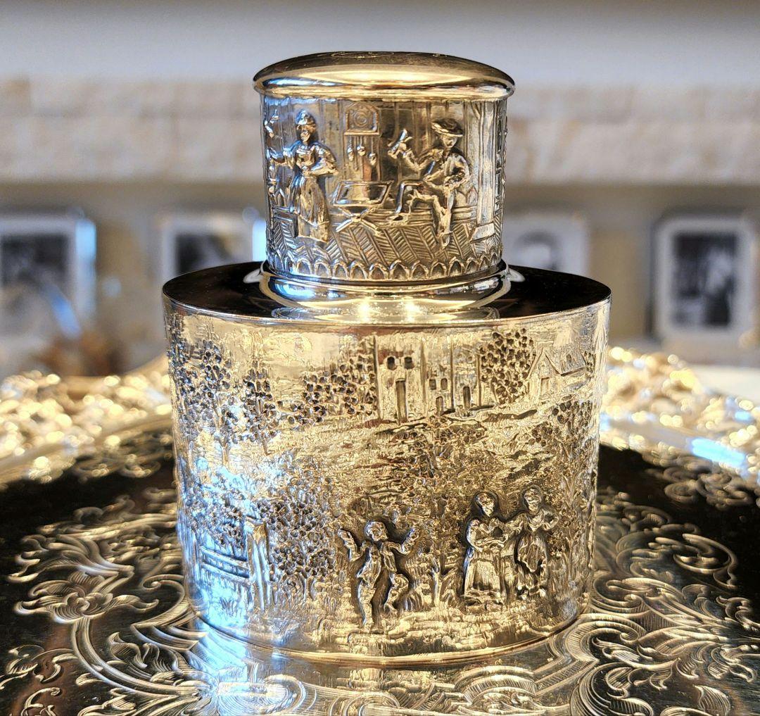 純銀P シルバープレート シルバー ティーキャディ アンティーク