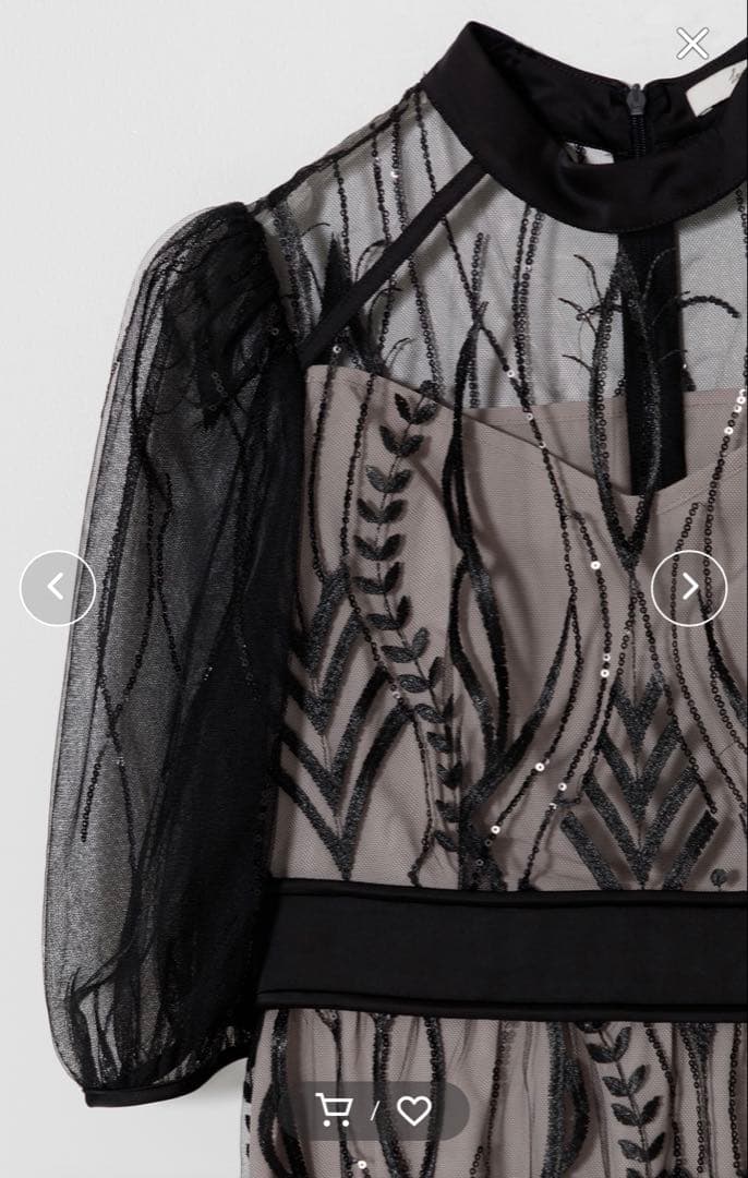 Leja スパンコール刺繍レースプチハイネックAラインドレス Mサイズ