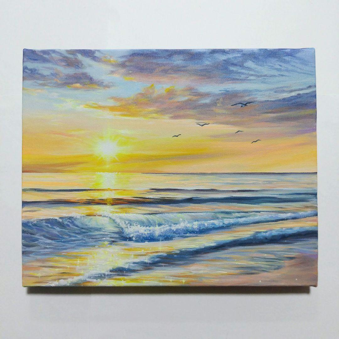 夕暮れの海】アクリル画 F3 風景画 絵画 原画 海の絵 - メルカリ