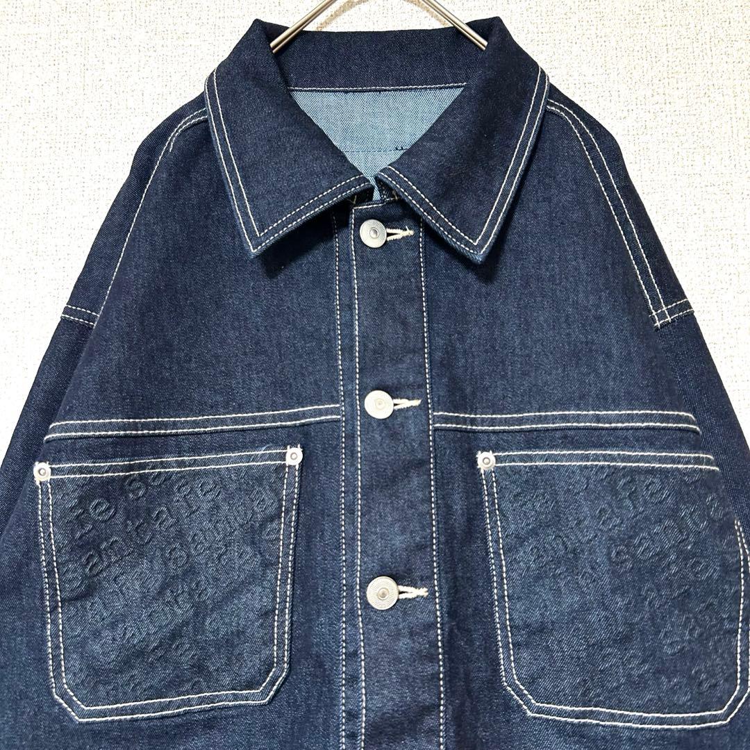 【美品】 サンタフェ Santafe デニムジャケット ポケットロゴ XL相当
