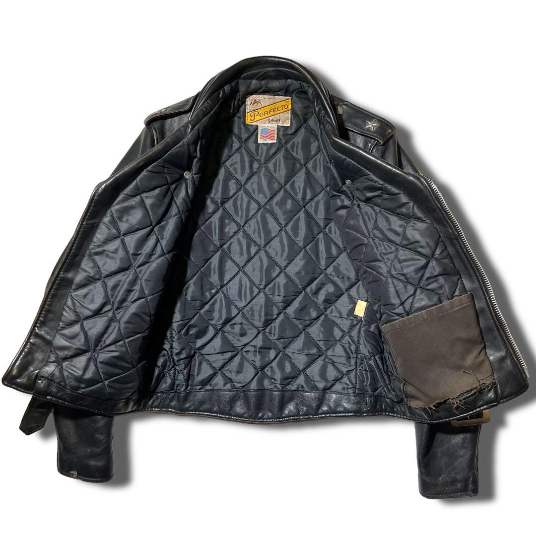 70s ショット 牛タグ ワンスター 613 ダブル ライダース ジャケット