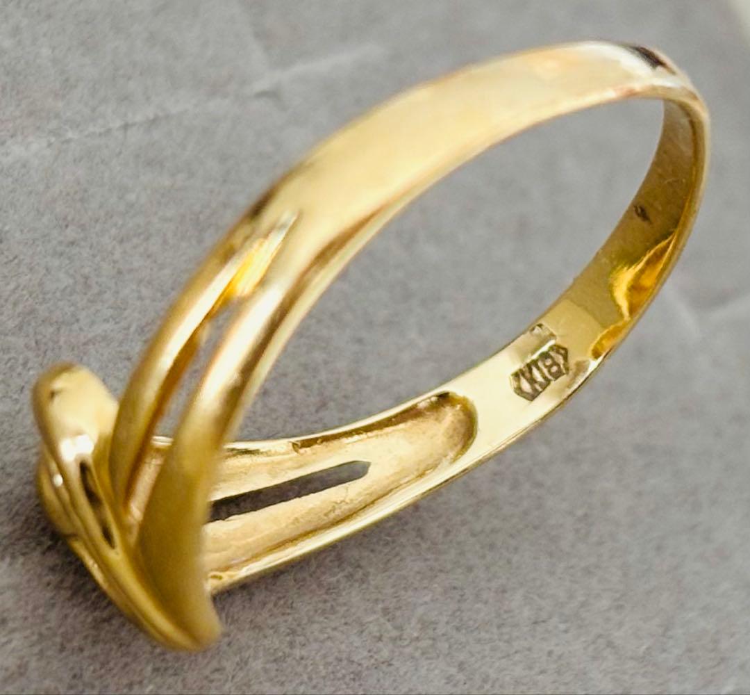 K18 18金　ハート ゴールドリング 大きめサイズ