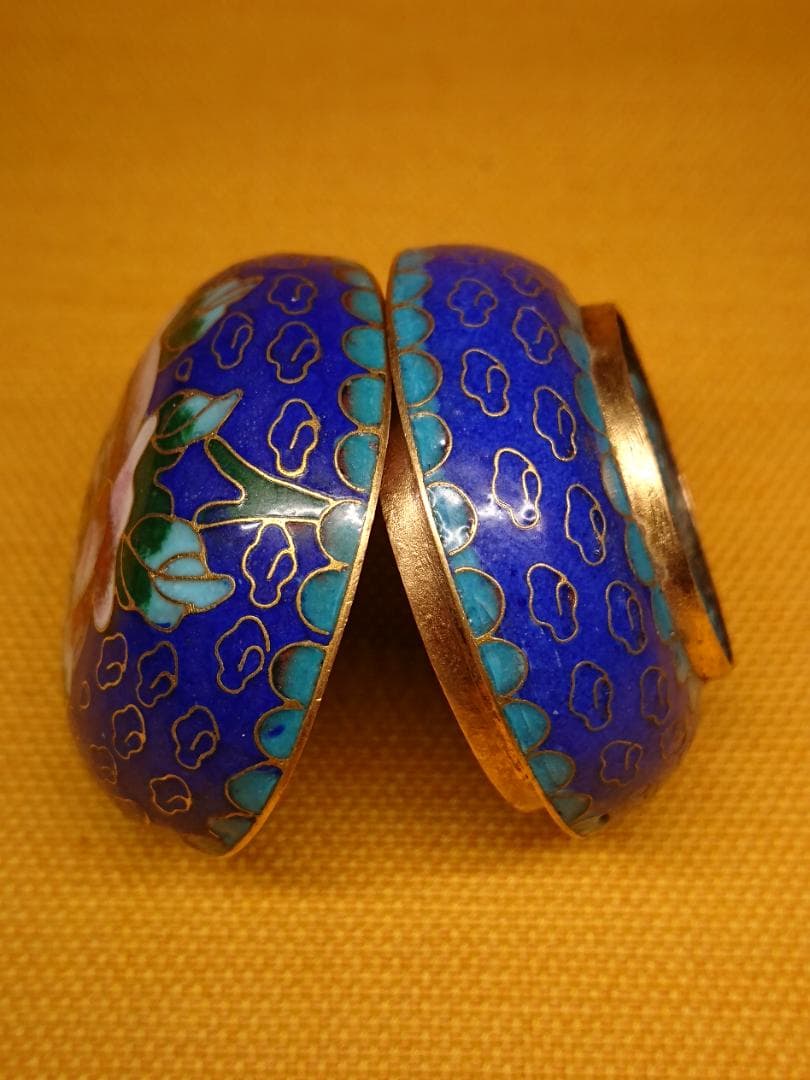 七宝焼 香合 花文 唐物 古玩 置物 インテリア 工芸品 美術品 A2972