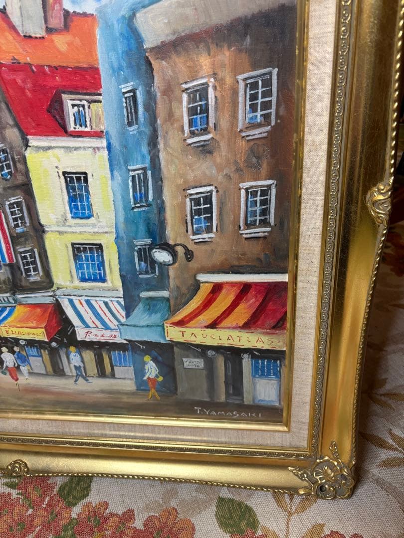 アンティーク絵画　パリの街並み　油彩画