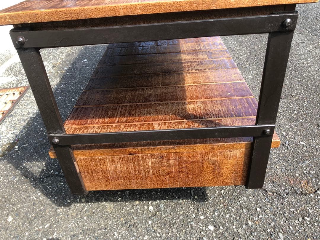 ジャーナルスタンダードファニチャー 木製二段シェルフ 車輪付き 120cm