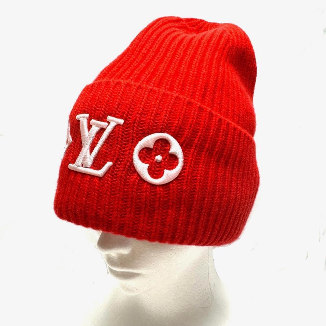 ルイヴィトン M77868 ビーニー LV ヘッドライン ニットキャップ 赤