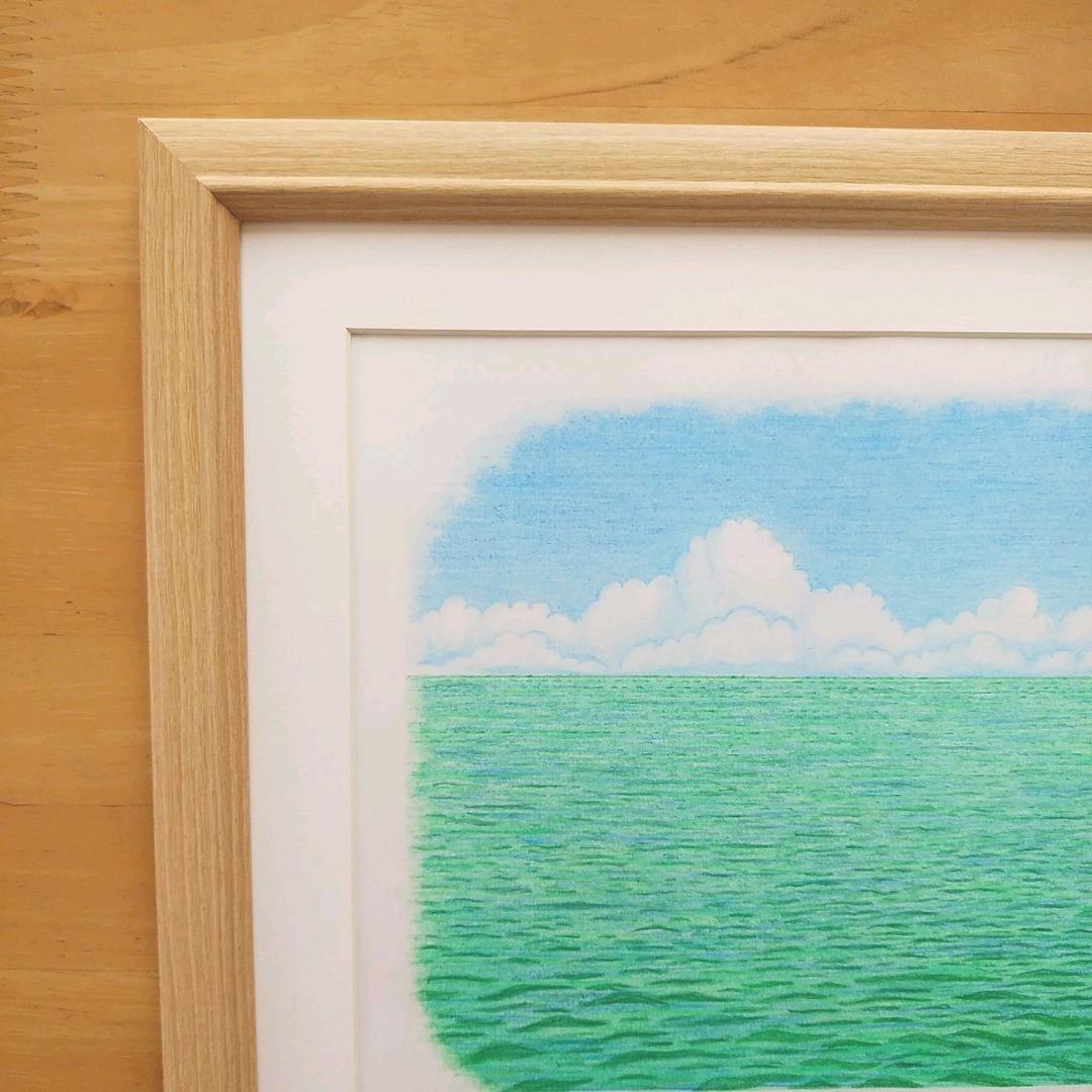 絵画色鉛筆風景画『沖縄の海』原画