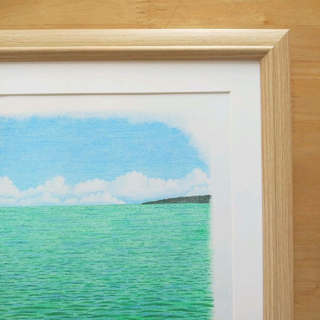絵画色鉛筆風景画『沖縄の海』原画