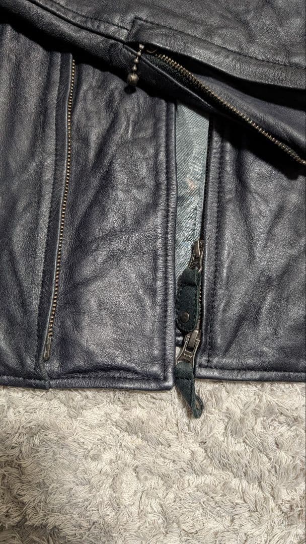 定価6万 エゴトリッピング レザー フード ライダース 黒 46 - メルカリ