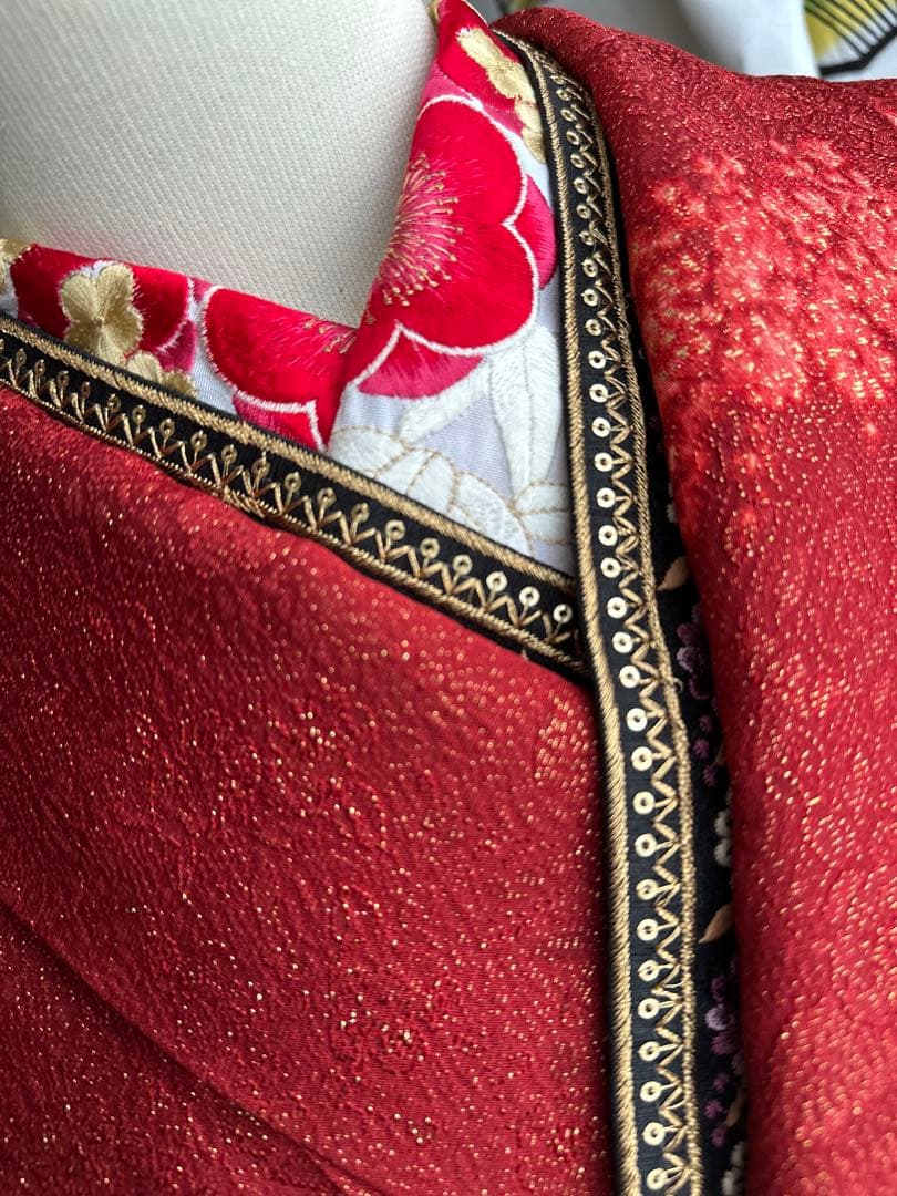 振袖フルセット 赤×金通し 辻ヶ花 絞り ぼかし染めIK