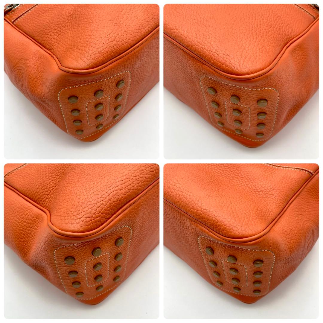 美品✨TOD'S ミキーバッグ ワンショルダー レザー オレンジ ジップ 希少色