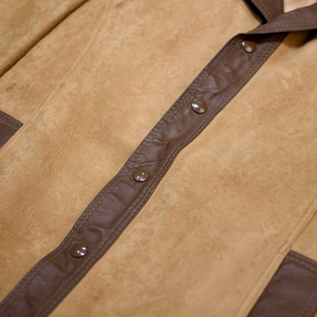 古着 70´s ヌバックレザー レザージャケット ベージュ ジャケット デザイン