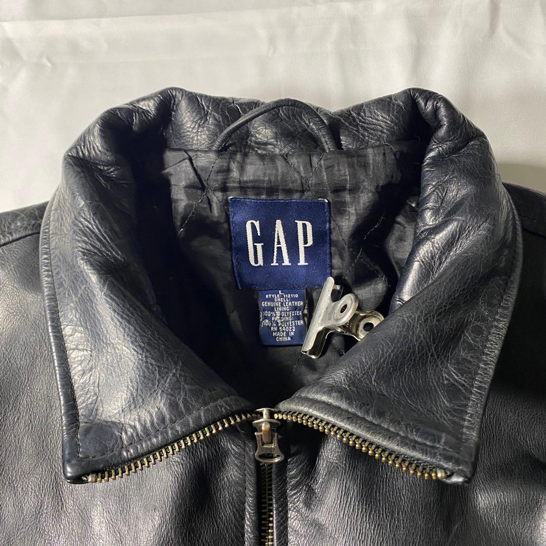 00s Gap Leather Jacket Black Y2K