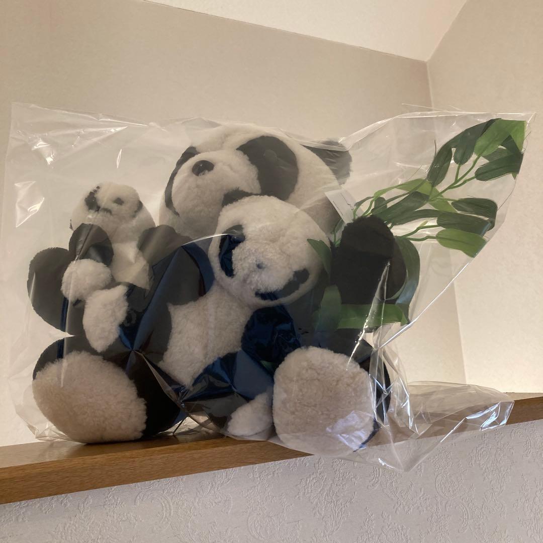 ★《羊革・ベビーラム》パンダ親子セット上質毛皮素材　一点物