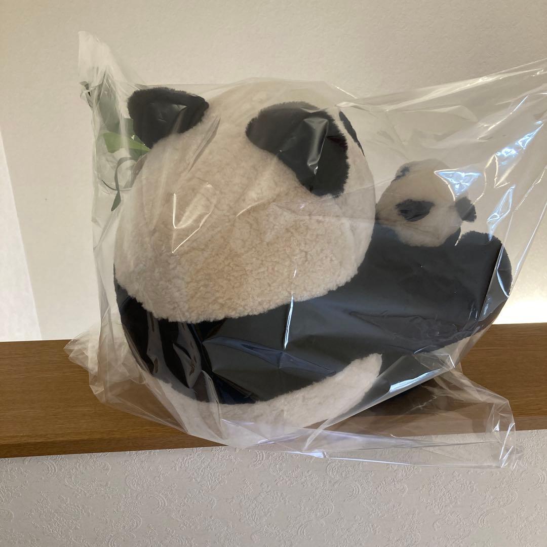 ★《羊革・ベビーラム》パンダ親子セット上質毛皮素材　一点物