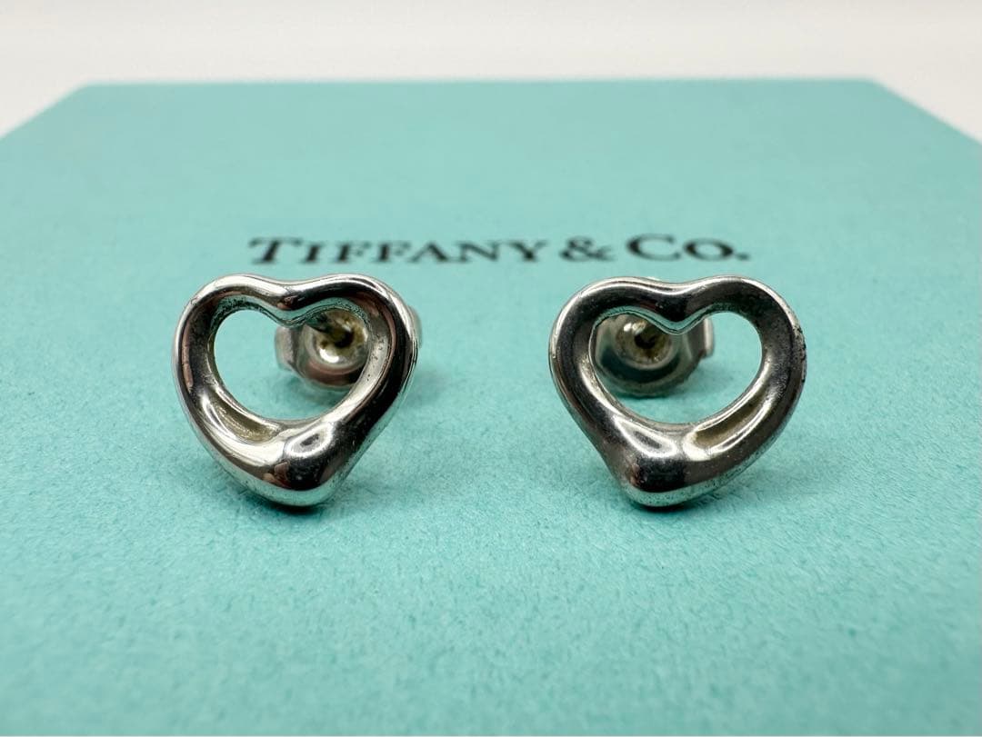 ティファニーシルバー オープンハート型 チェーンピアス