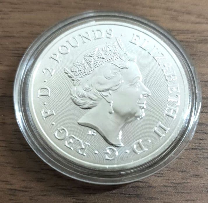 2022年英国王室の紋章・ライオンとユニコーンエリザベスⅡ世 1オンス