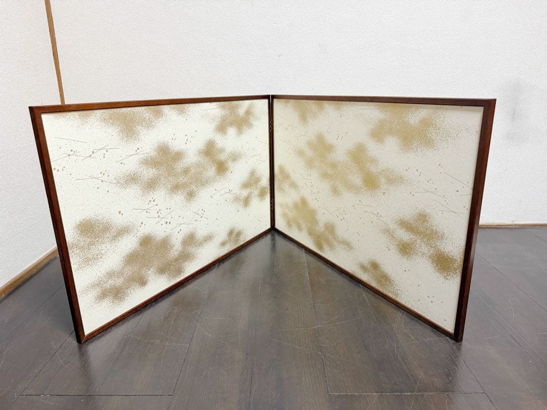 ほぼ未使用 茶道具 金散らし 風炉屏風先 裏白 両面使う 桑枠 元箱