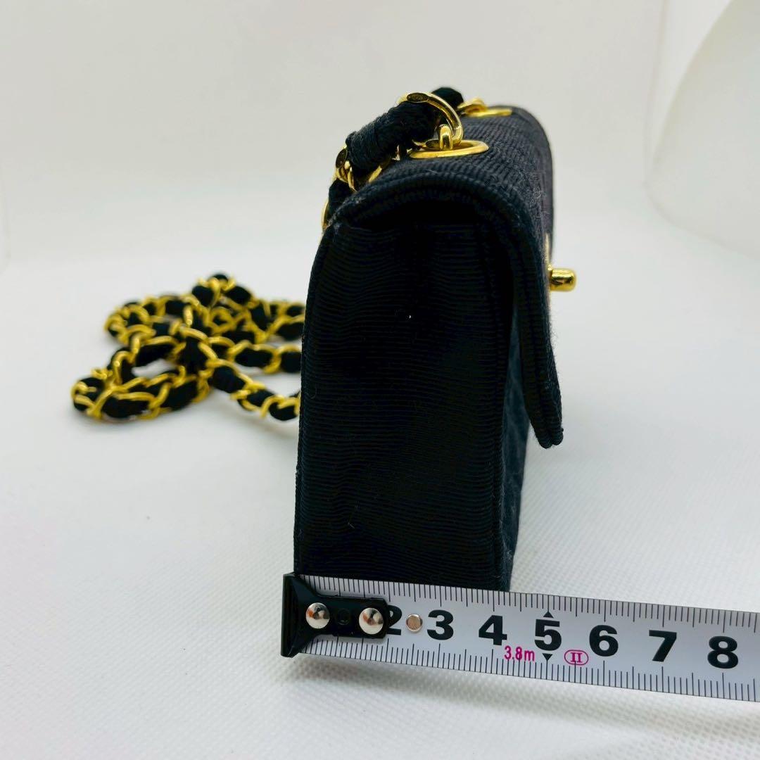 CHANEL　シャネル ミニマトラッセチェーンショルダー コットン ブラック