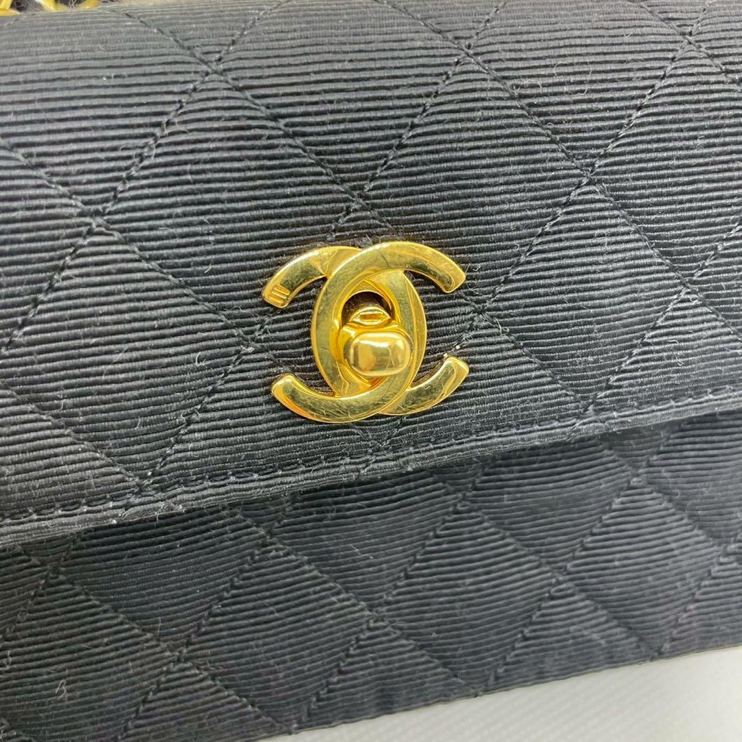 CHANEL　シャネル ミニマトラッセチェーンショルダー コットン ブラック