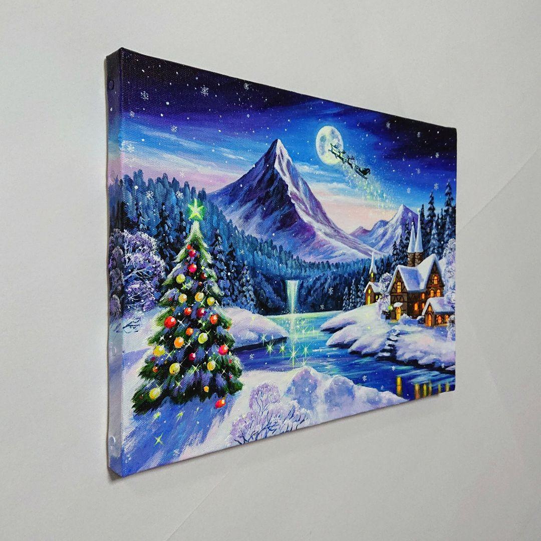 【Christmas③】アクリル画 F4 風景画 絵画