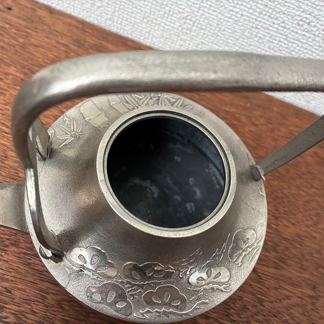 錫製 銚子 酒器 斉藤 特製 お屠蘇 松竹梅 569g 屠蘇器酒器-銀