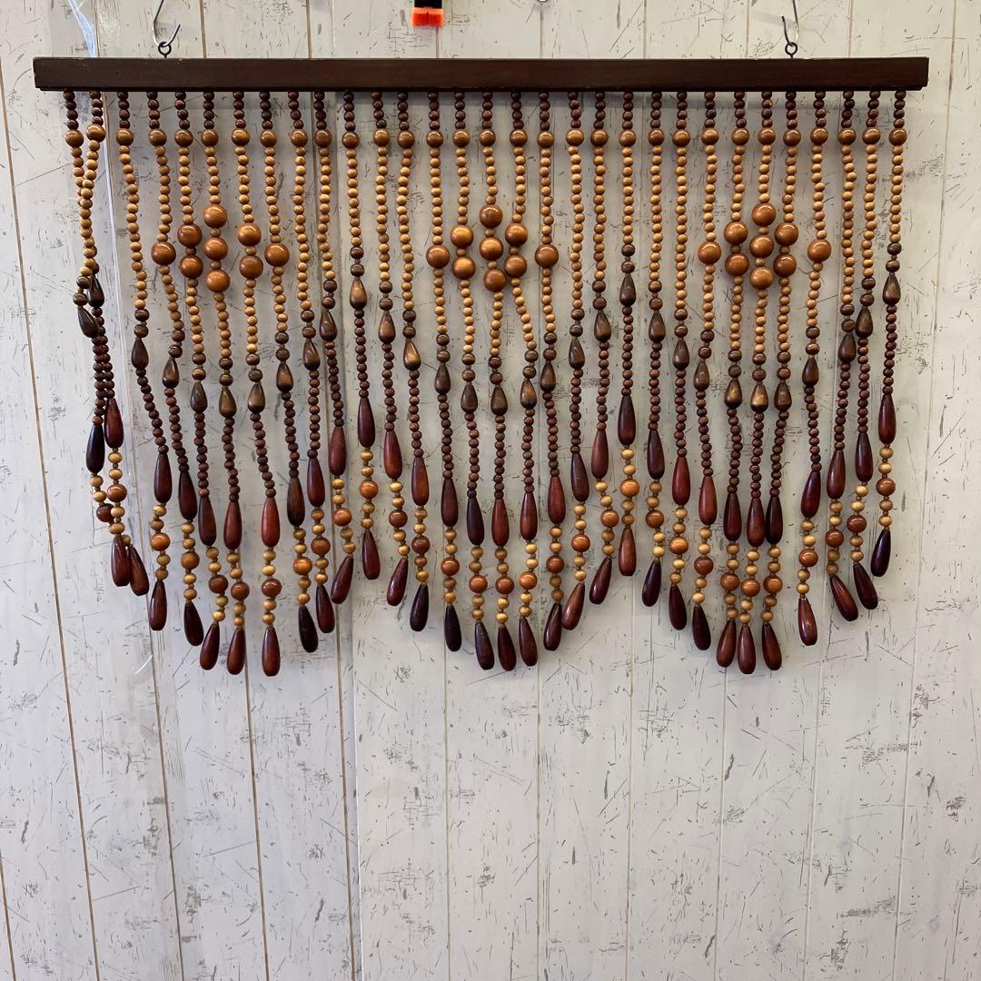 昭和レトロ 木製 ビーズのれん 玉すだれ 暖簾 ビーズカーテン 飾り