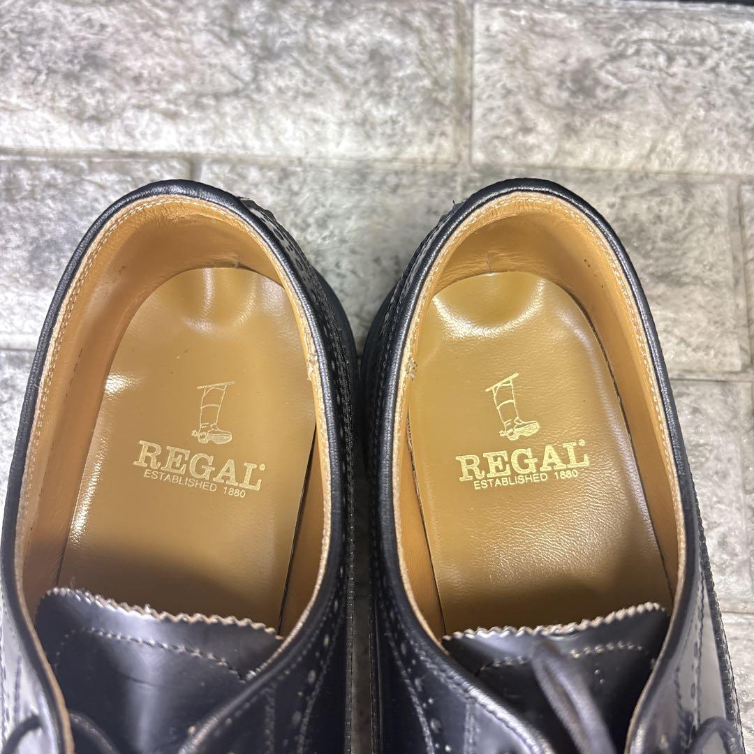 極美品✨️ REGAL ウイングチップ レザー 本革 メダリオン 25.5