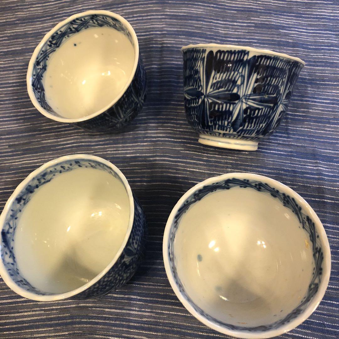 明治そば猪口手書き染め付けセット