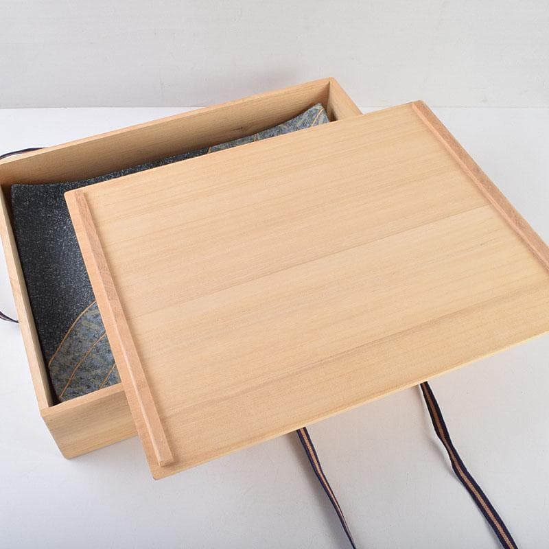 丹波焼 珀耀窯 清水一ニ作 吹泥金彩流文 長形皿 共布共箱 C R9159B