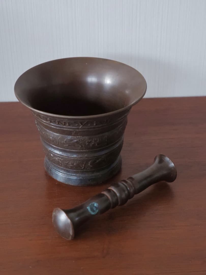 甫安乳鉢 乳棒 鉢 銅製 薬学 薬研 金属工芸 1710g 箱付 Q2315