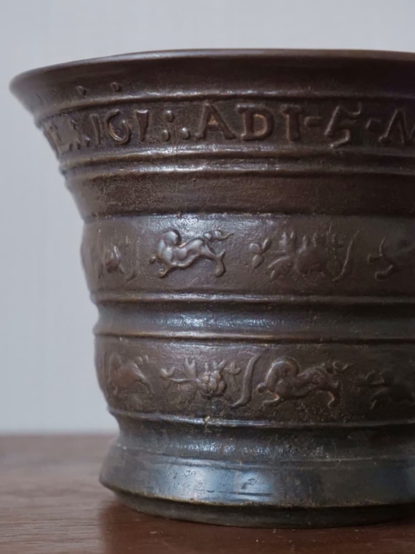 甫安乳鉢 乳棒 鉢 銅製 薬学 薬研 金属工芸 1710g 箱付 Q2315