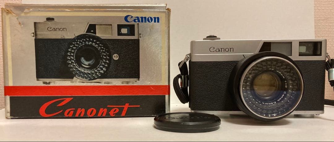 レア)CANON Canonetフイルムカメラ 箱、ケース、冊子、保証書付き